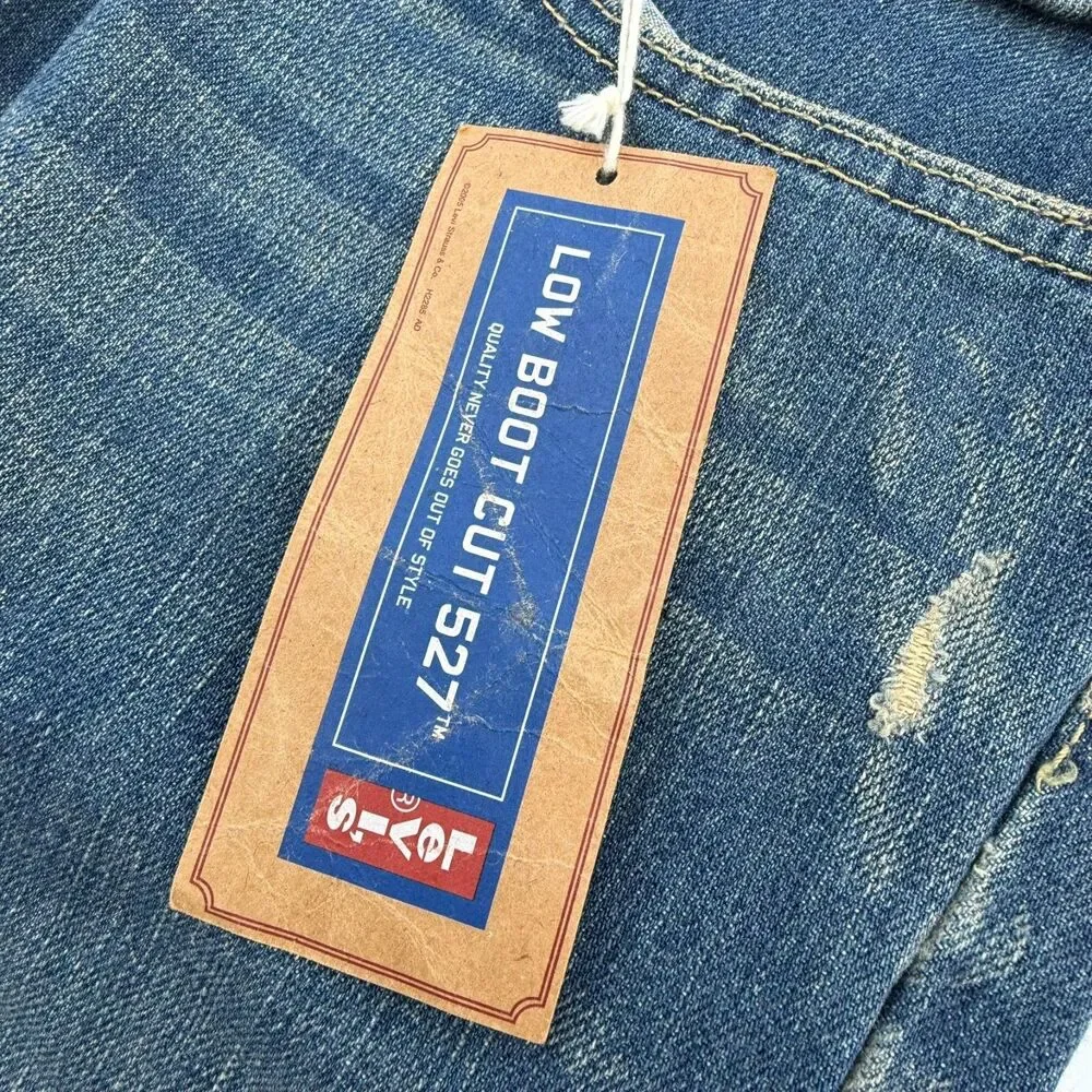 Vintage Y2K Levi’s 527 Jeans Mens 36x34 NWT Low Boot Cut Distressed Denim Baggy